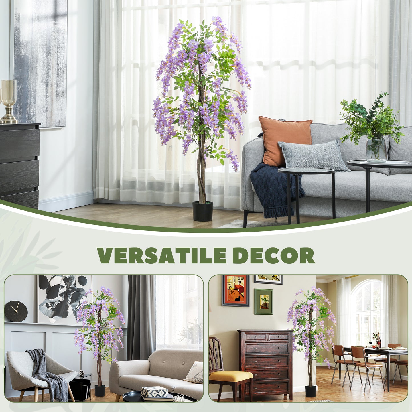 Ratona Tall Artificial Ficus And Wisteria Style Tree In Pot H8 180cm