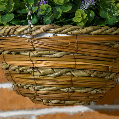 Tane Male Set Of 2 Hanging Artificial Lavender Flower Pots For Indoor Display