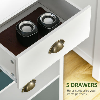 Sanido Multicolour Metal And Fabric Blue Slim 5 Drawer Storage Chest