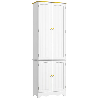 Banodo 183cm Wooden White 4 Door Freestanding Kitchen Cabinet 4 Shelves