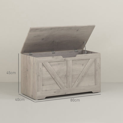 Kamari Grey Wood Farmhouse Storage Chest Safety Hinges 100 Litre