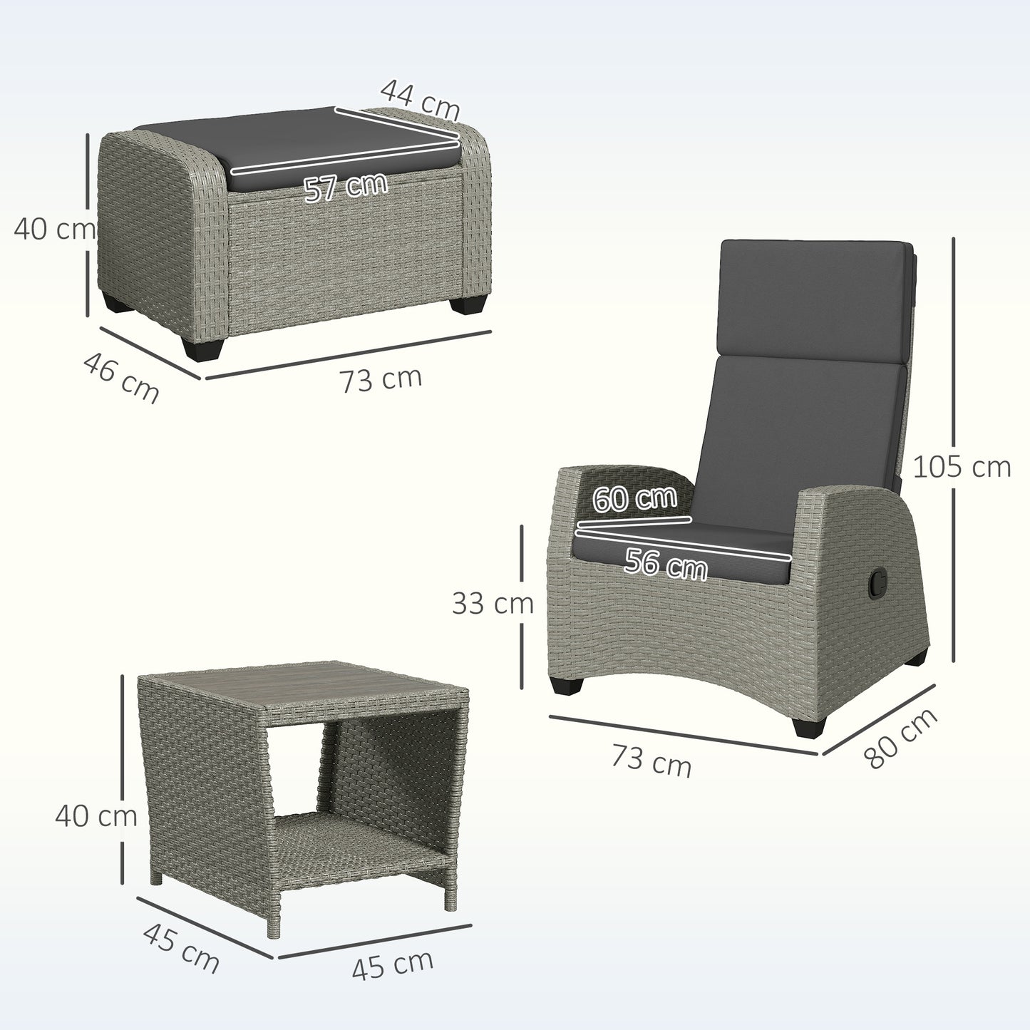 Dive Rattan Dark Grey 5 Piece Garden Furniture Bistro Set