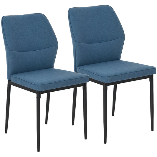 Vemiri Kefi Velvet Blue Armless Dining Chairs Set Of 2 With Curved Back And Metal Legs