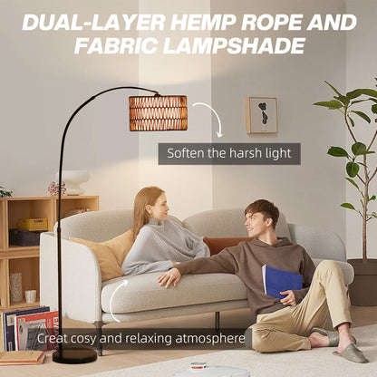 Limo Natural Rattan Black Metal Adjustable Floor Lamp With Dual Layer Shade