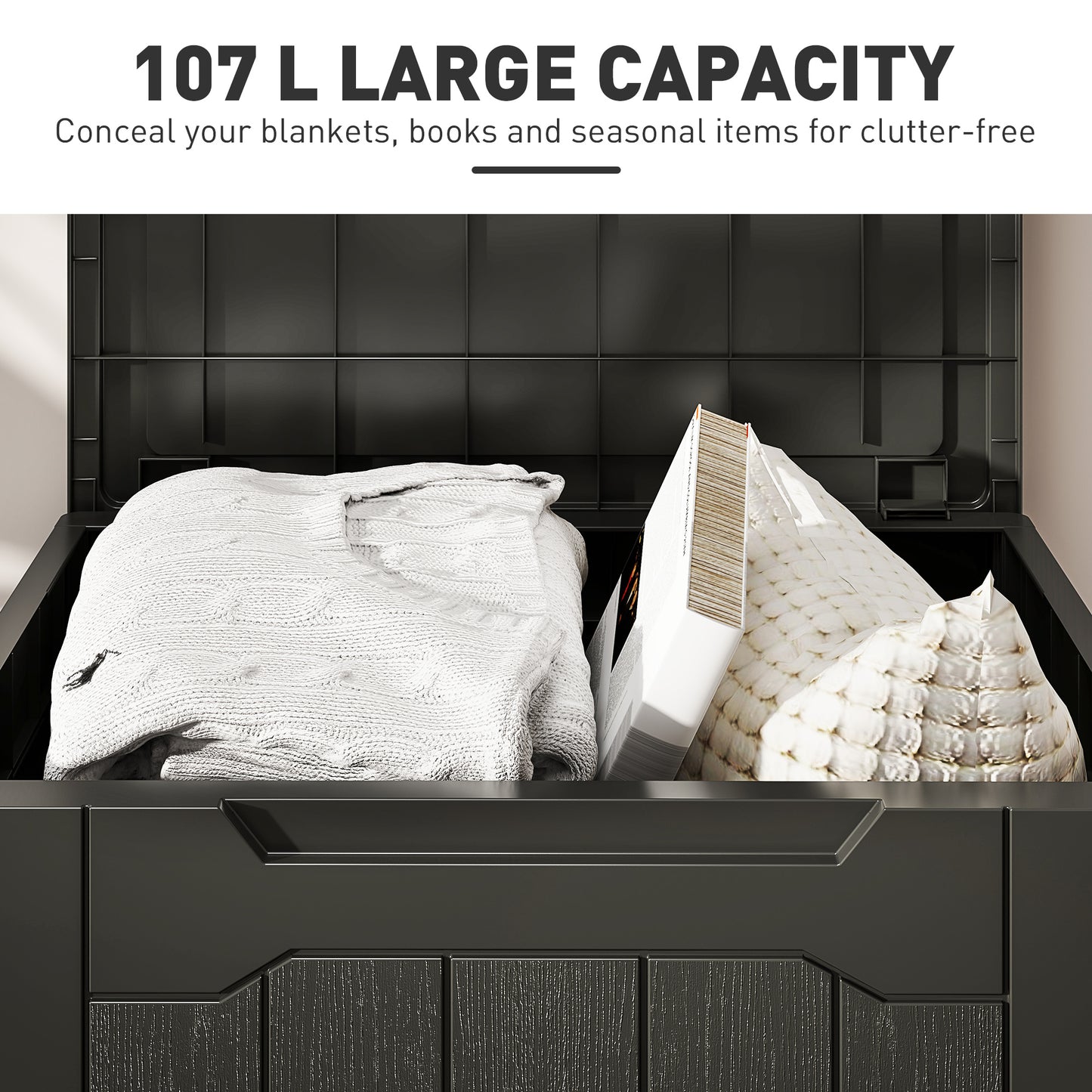 Baseso Plastic Charcoal Grey Outdoor Storage Chest With Lift Lid 107 Litre Capacity