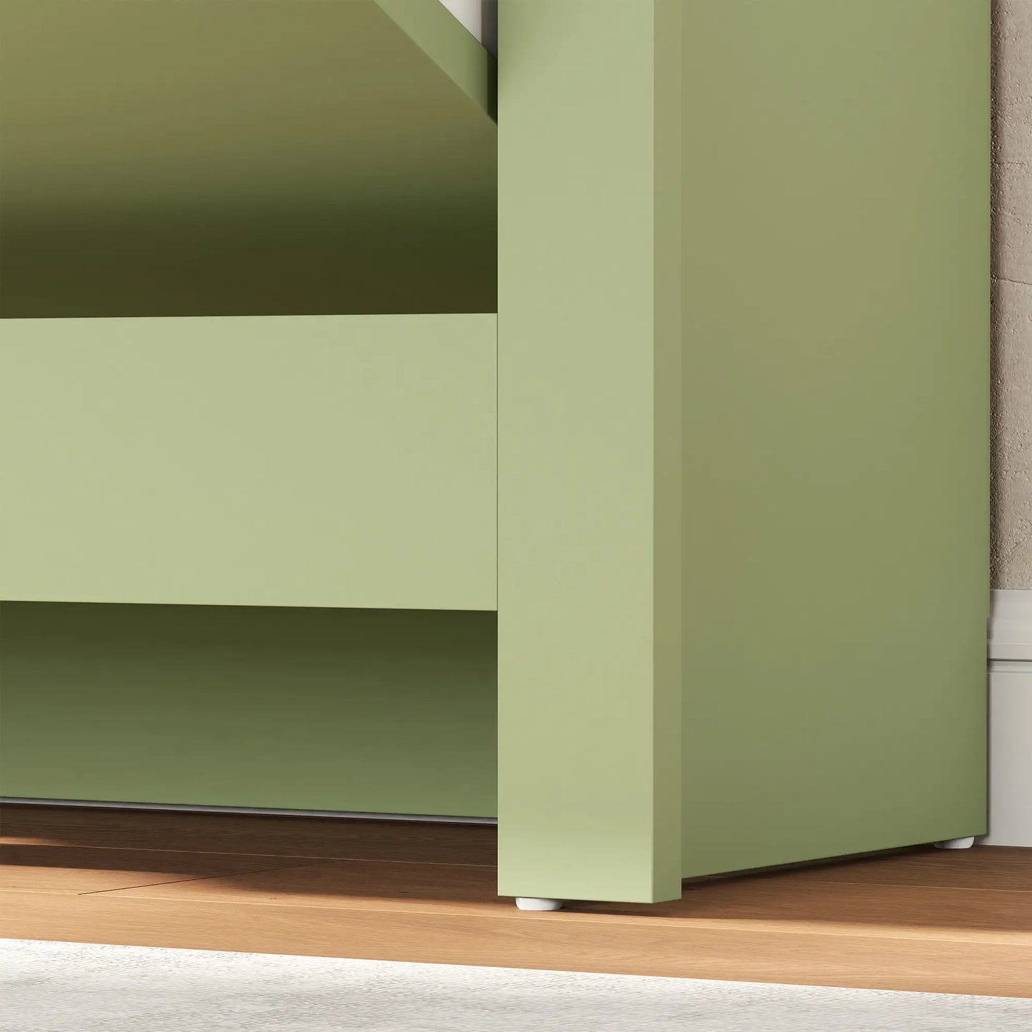 Wooden Green Slim Shoe Cabinet With 2 Flip Drawers For 12 Pairs