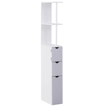 Nenero Tall Freestanding Bathroom Storage Cabinet With Shelves And Drawers White And Grey