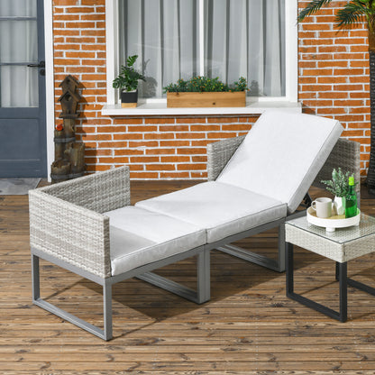 Vidi Roli Rattan Grey 3 In One Bistro Set With Rising Table And Adjustable Sofa Cushions