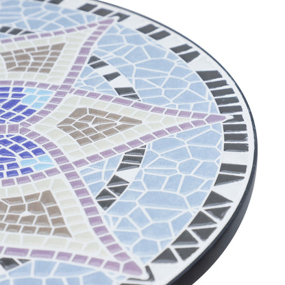 Makema Ceramic Blue And White Round Mosaic Outdoor Bistro Table