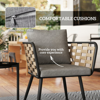 Lomi Natural Rattan 3 Piece Bistro Set with Round Glass Coffee Table