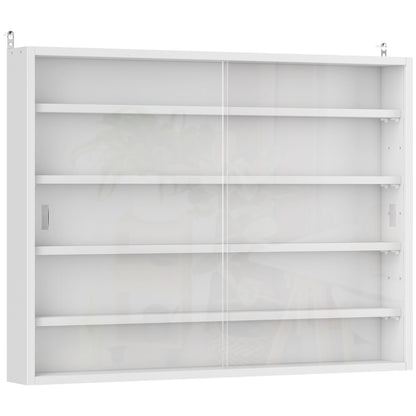 Ronimo Wood And Glass White Wall Mounted Display Cabinet With Adjustable Shelves