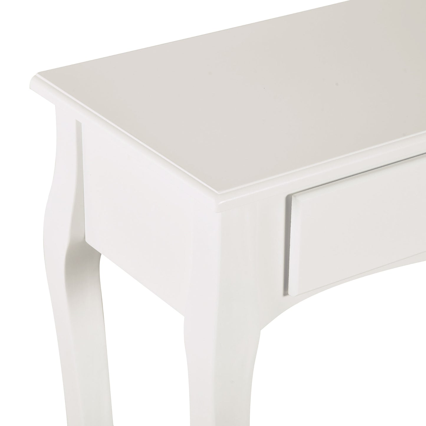Noro 100cm Wooden Ivory White Mid Century Console Table 2 Drawer And Shelf