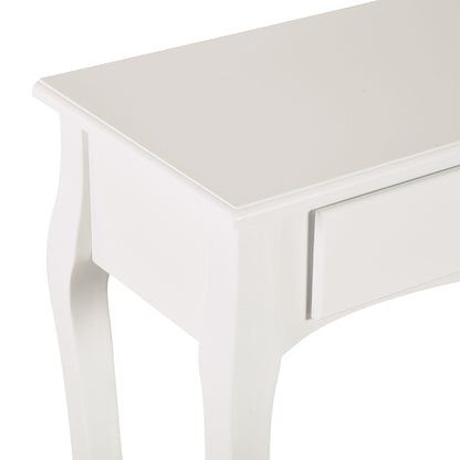 Noro 100cm Wooden Ivory White Mid Century Console Table 2 Drawer And Shelf