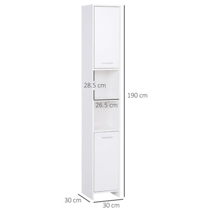 Ridila Tall Storage Cabinet With Adjustable Shelves For Bathroom Or Hallway Use White