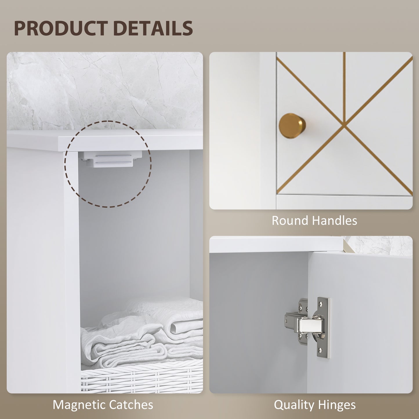 Conosu Mato Freestanding Slim Bathroom Storage Cabinet With Doors And Adjustable Shelves White
