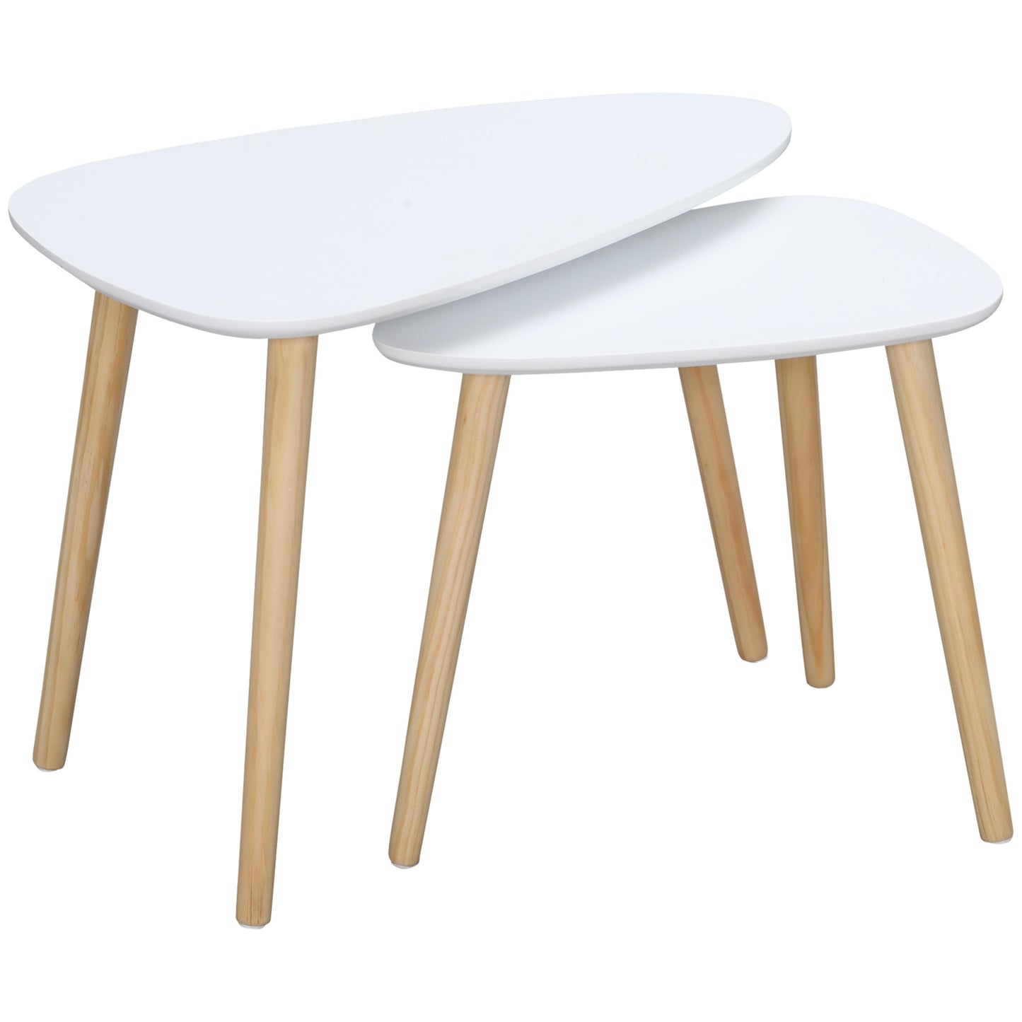 Nolura Wood White Set Of 2 Nesting Side Tables With Solid Wood Legs