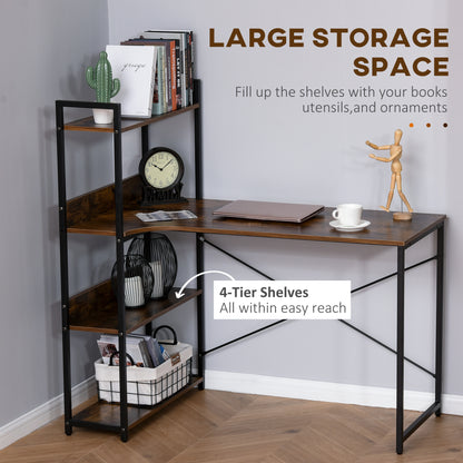 Ranasa 120cm Metal And Wooden Rustic Brown Industrial Desk With Storage Shelves