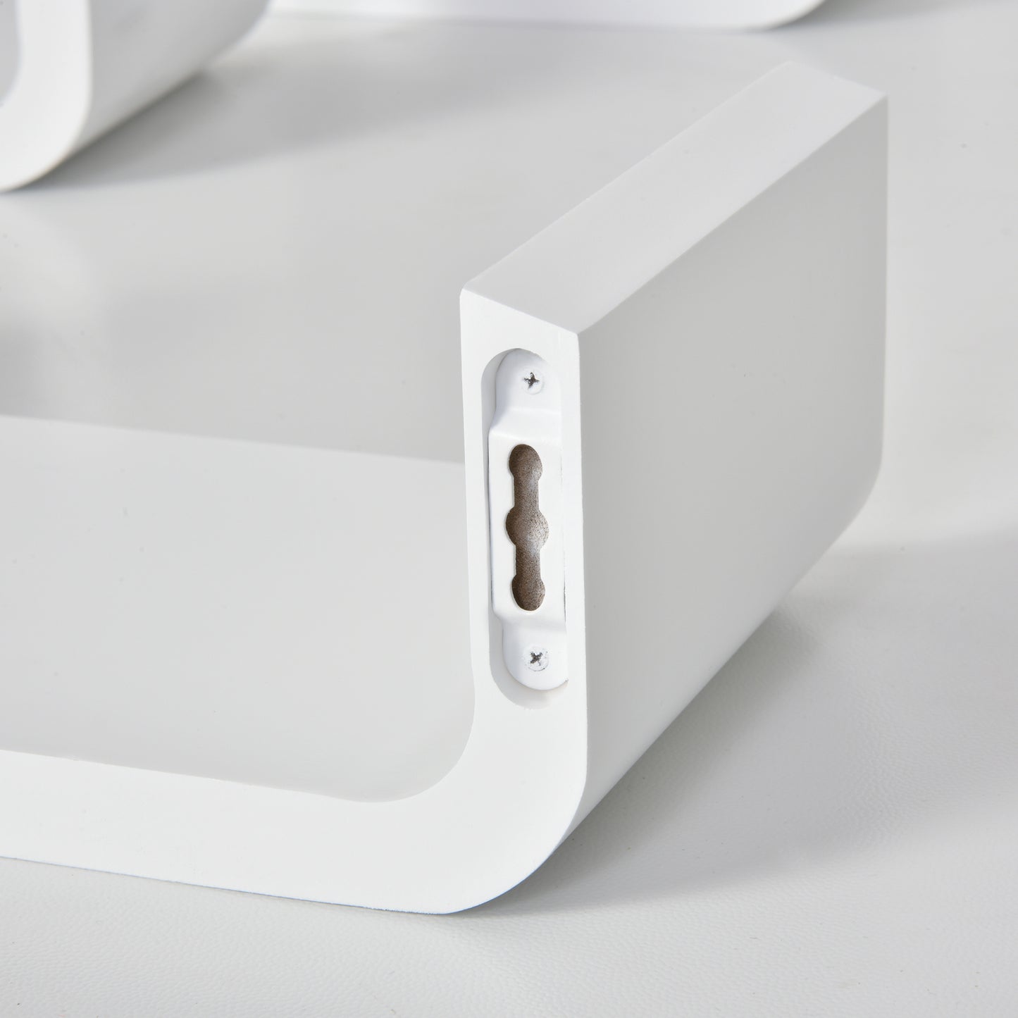 Rasudi Wood White Set Of 3 Floating Wall Shelves With Hidden Mounting