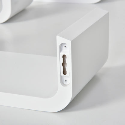 Rasudi Wood White Set Of 3 Floating Wall Shelves With Hidden Mounting