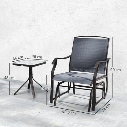 Banafa Outdoor Glider Rocking Bistro Set With 2 Chairs And Matching Table Grey