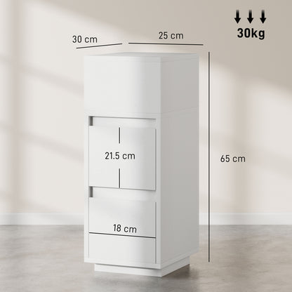 Nineso Valu White Slim Bedside Table With 2 Drawers And Open Shelf
