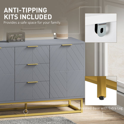 Veli Grey Sideboard With 3 Drawers 2 Doors 2 Sehelves