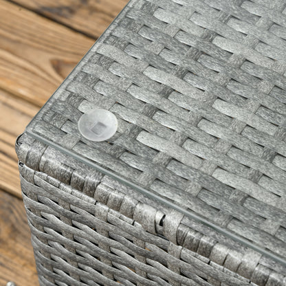 Laneri Rattan Grey 4 Seater Corner Garden Sofa Set With Glass Table