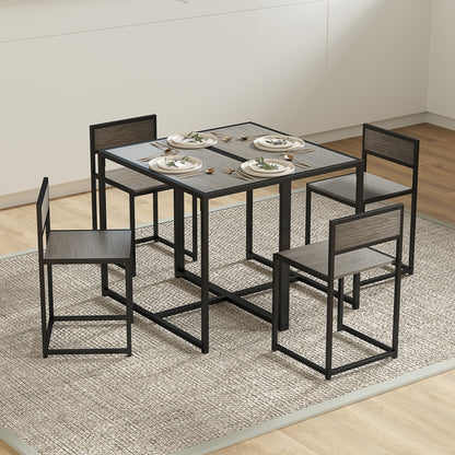 Zikeba Wooden Grey Wood Effect Compact Dining Table And Chair Set