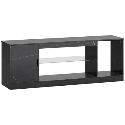 Avadell 148cm Black Marble Effect TV Unit With Glass Shelves For Screens Up To 55 Inches