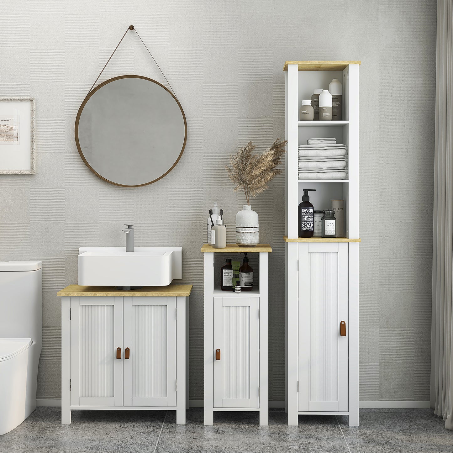 Sasa Bafa Slim Bathroom Storage Cabinet In White