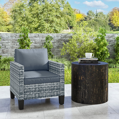 Resa Rattan Grey Single Outdoor Armchair With Cushion
