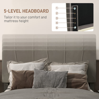 Nare 4FT6 Double Bed Frame With Soft Touch Upholstered Headboard Grey