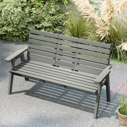 Loke Fir Wood Grey Convertible Outdoor Bench Expanding From 2 To 3 Seats