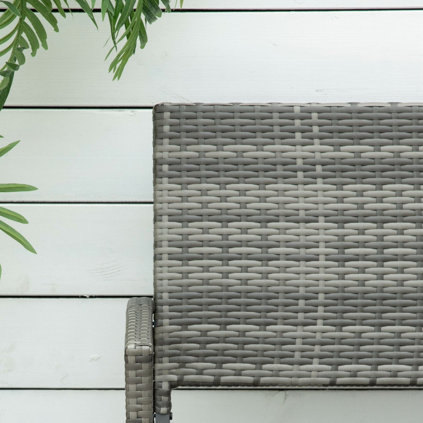 Mata Rattan Grey 2 Seater Garden Bench With Armrests