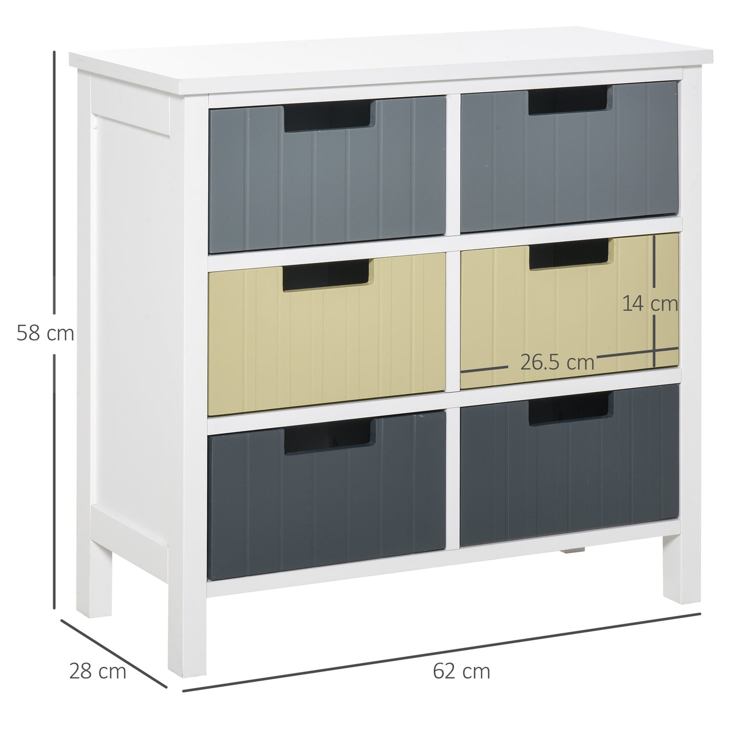 Nemo Multicolour Wooden 6 Drawer Storage Cabinet