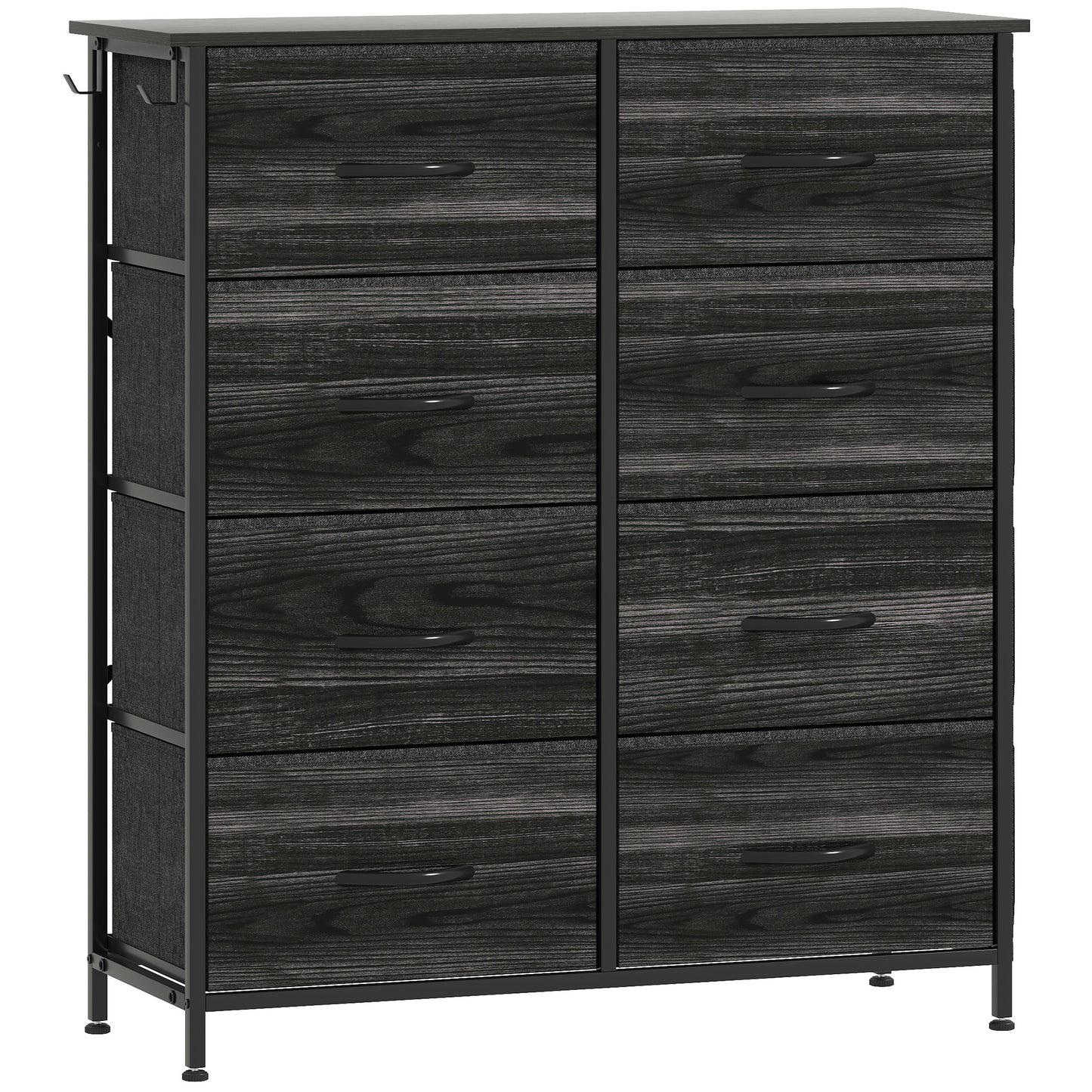 Elzi Fabric And Metal Black 8 Drawer Storage Chest
