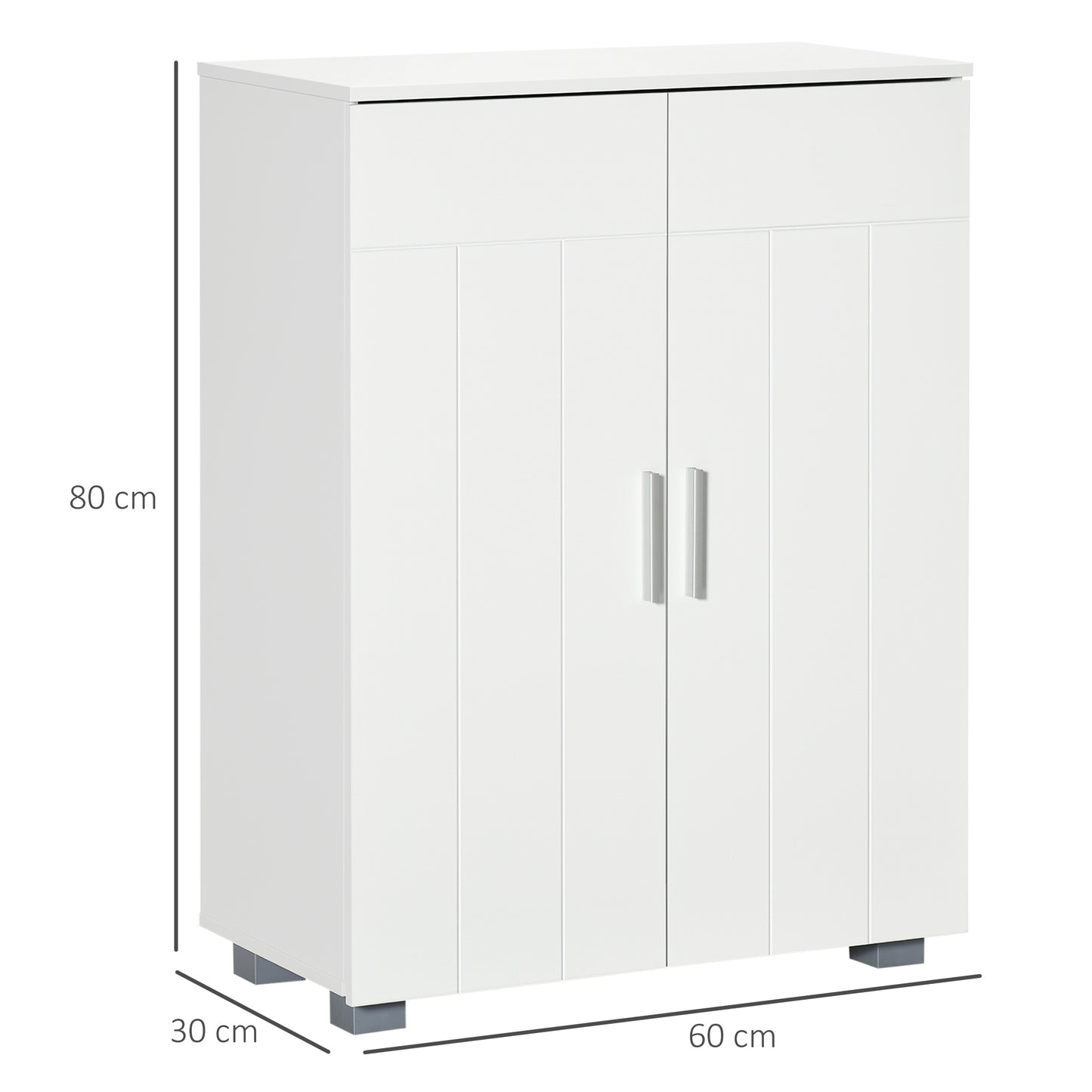 Nonove White Freestanding Linen Storage Cabinet With 3 Tier Shelving