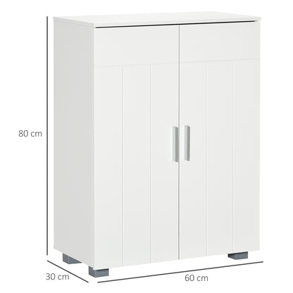 Nonove White Freestanding Linen Storage Cabinet With 3 Tier Shelving