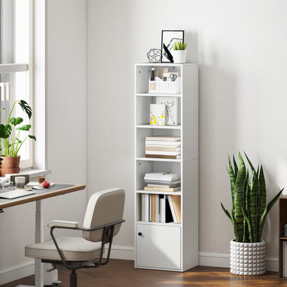 Vari Wooden White Tall 6 Tier Bookcase H8 156 cm