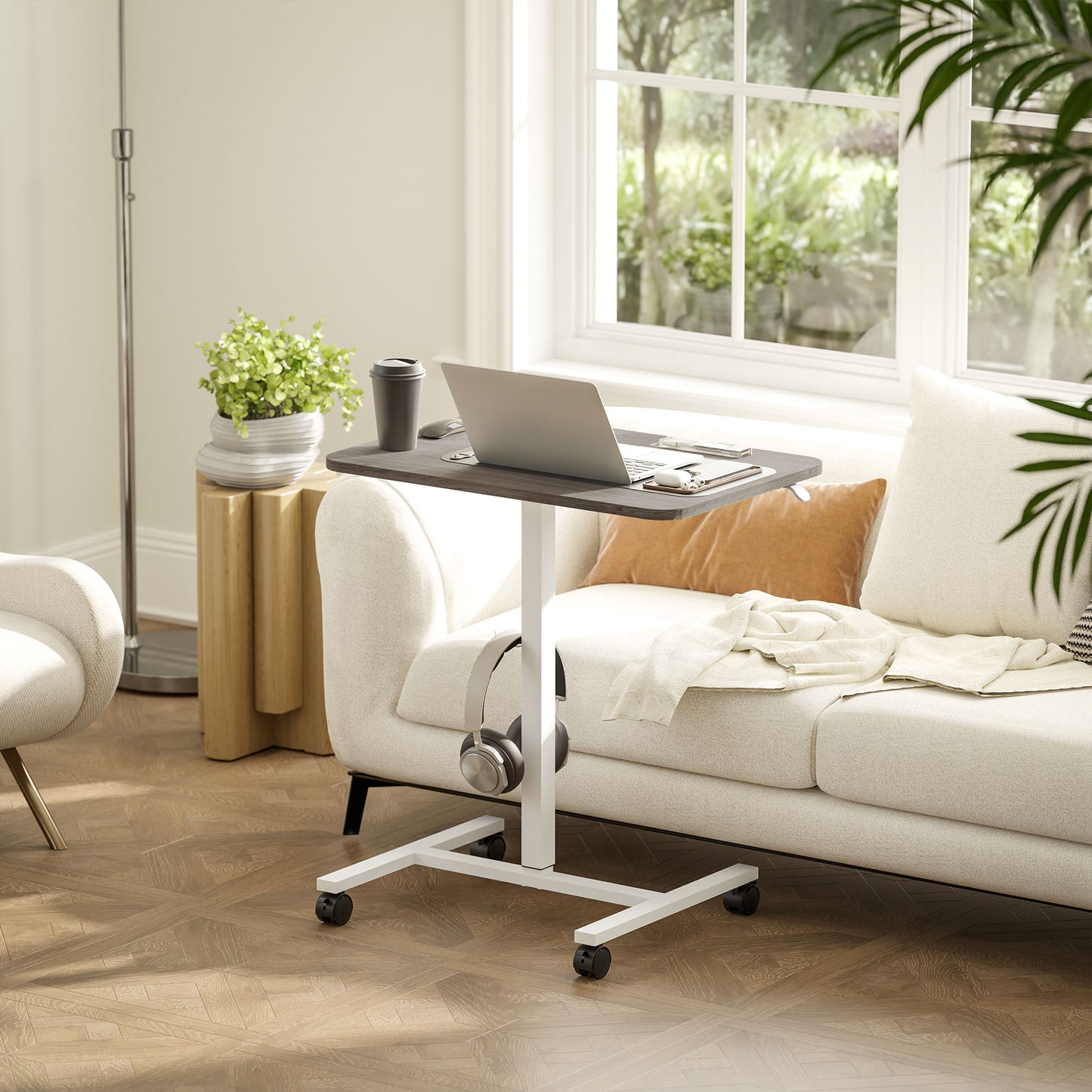 Torael White And Grey Adjustable Laptop Stand Desk