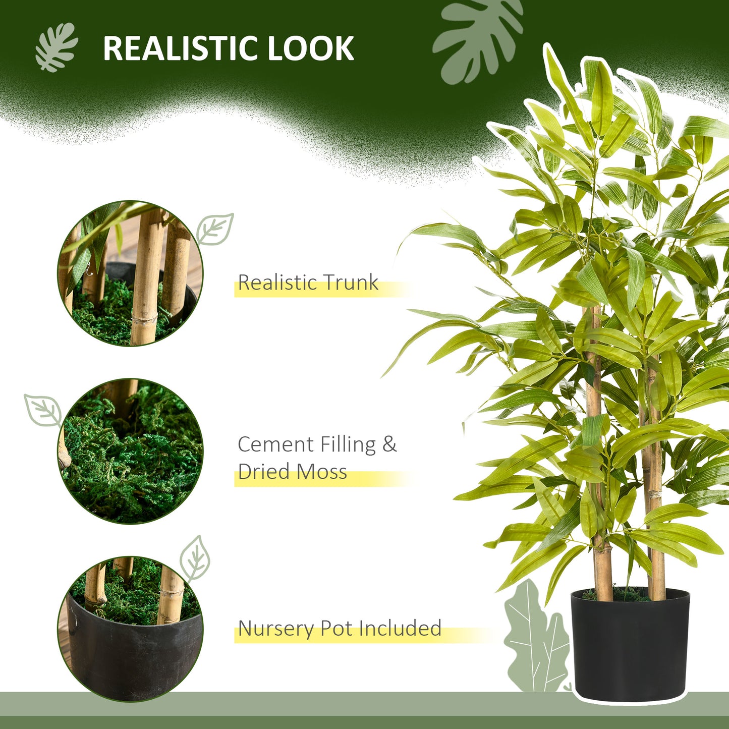 Diso Set Of 2 Artificial Bamboo Desk Style Trees In Pots H8 60cm Green