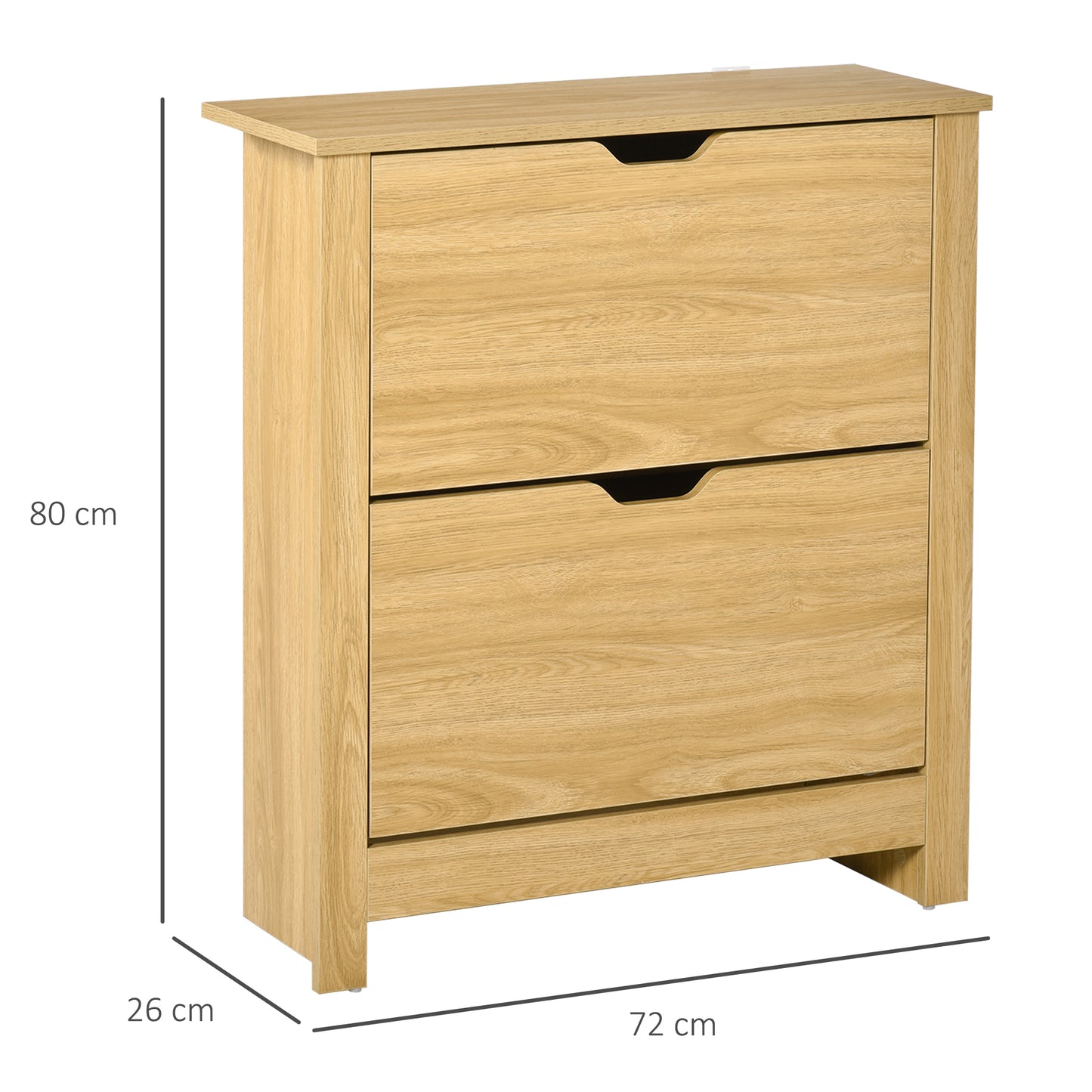 Sato Rilu Wooden Natural Slim Shoe Cabinet With 2 Flip Drawers For 12 Pairs