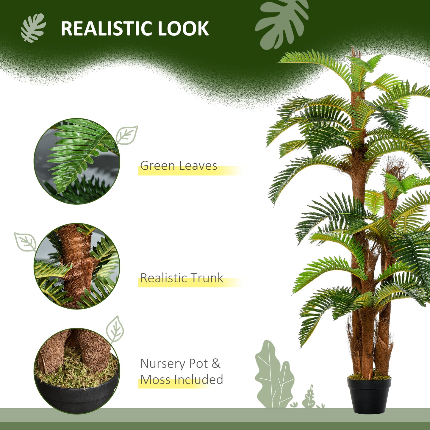 Nohane Roma Artificial Green Fern Style Plant In Pot For Interior Decorative Use