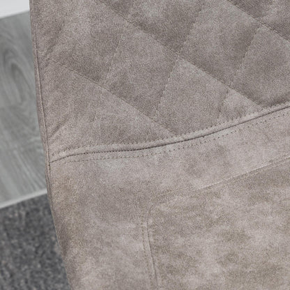 Vaba Microfiber Grey Padded Tub Bar Chairs Set Of 2 With Quilted Seat And Steel Footrest