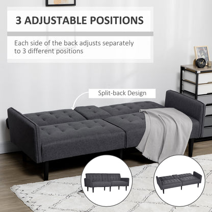 Nissa Grey Fabric 3 Seater Sofa Bed Diamond Tufted Back