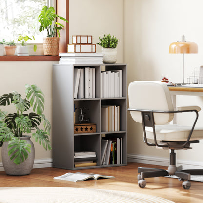 Salusosu Wooden Light Grey 6 Cube Storage Bookcase