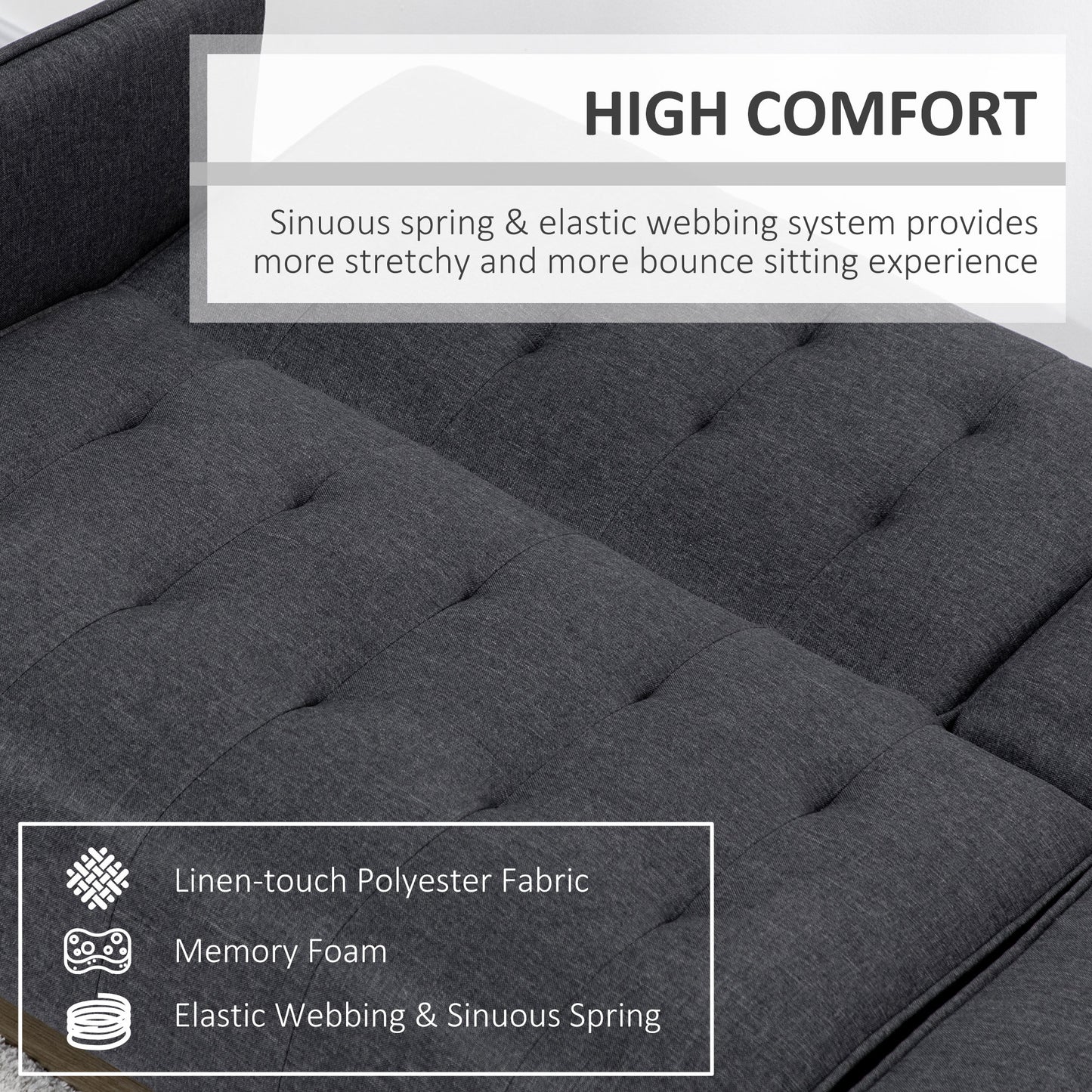 Nissa Grey Fabric 3 Seater Sofa Bed Diamond Tufted Back