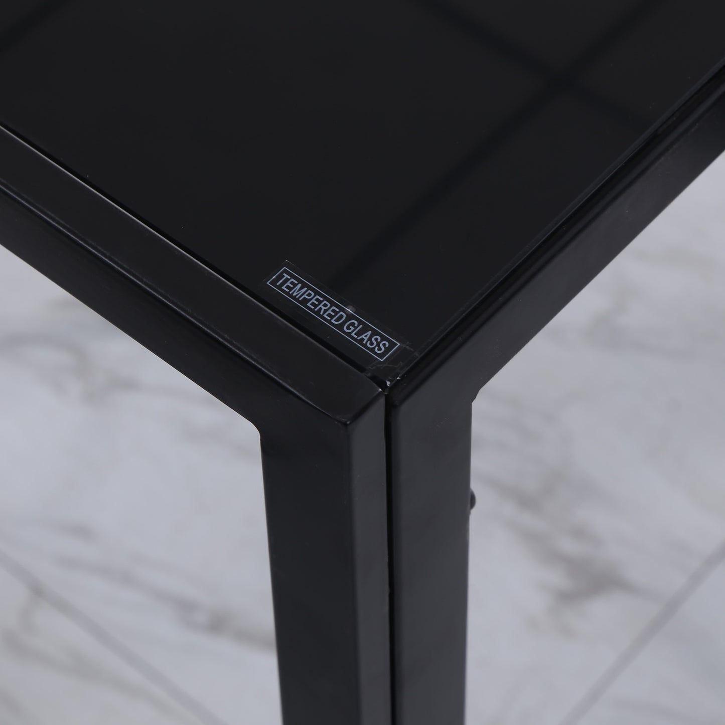 Tasefi 120cm Metal Black Rectangular Glass Dining Table 4 Seater Kitchen Table