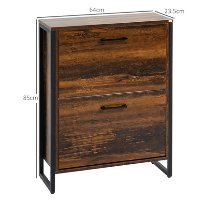 Conine Rustic Wood Effect 2 Door Shoe Storage Cabinet For 12 Pairs