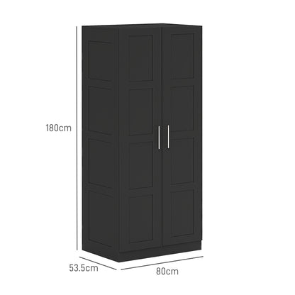 Corarani Wooden Black 2 Door Wardrobe With Hanging Rail Internal Shelving